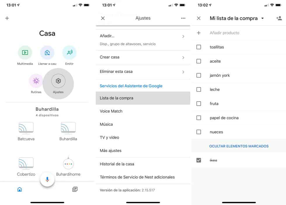 hacer lista de la compra con google