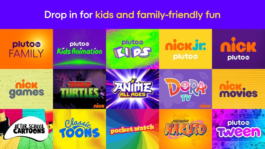 Canales de gratis de pluto tv kids
