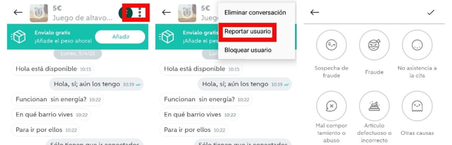 reportar problema wallapop